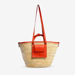 Raffia and leather basket designed for La Sultana
