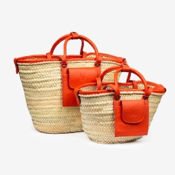 Small Raffia and leather basket designed for La Sultana