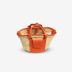 Small Raffia and leather basket designed for La Sultana