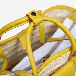 Raffia and leather basket designed for La Sultana