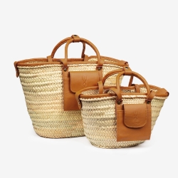 Raffia and leather basket designed for La Sultana