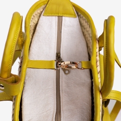 Raffia and leather basket designed for La Sultana