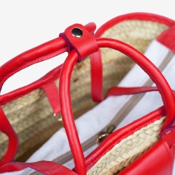 Raffia and leather basket designed for La Sultana