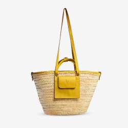 Raffia and leather basket designed for La Sultana