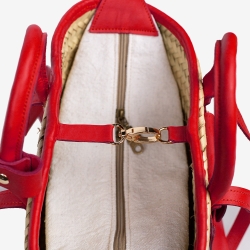 Small Raffia and leather basket designed for La Sultana