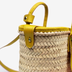 Small Raffia and leather basket designed for La Sultana