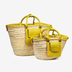 Small Raffia and leather basket designed for La Sultana