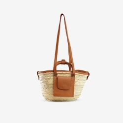 Small Raffia and leather basket designed for La Sultana