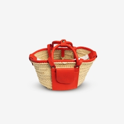 Small Raffia and leather basket designed for La Sultana