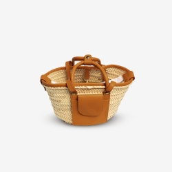 Small Raffia and leather basket designed for La Sultana