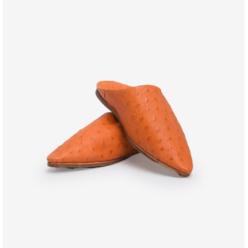 Ostrich leather Moroccan slippers